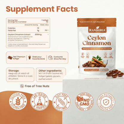 Ceylon Cinnamon 7200mg Equivalent with MCT Oil