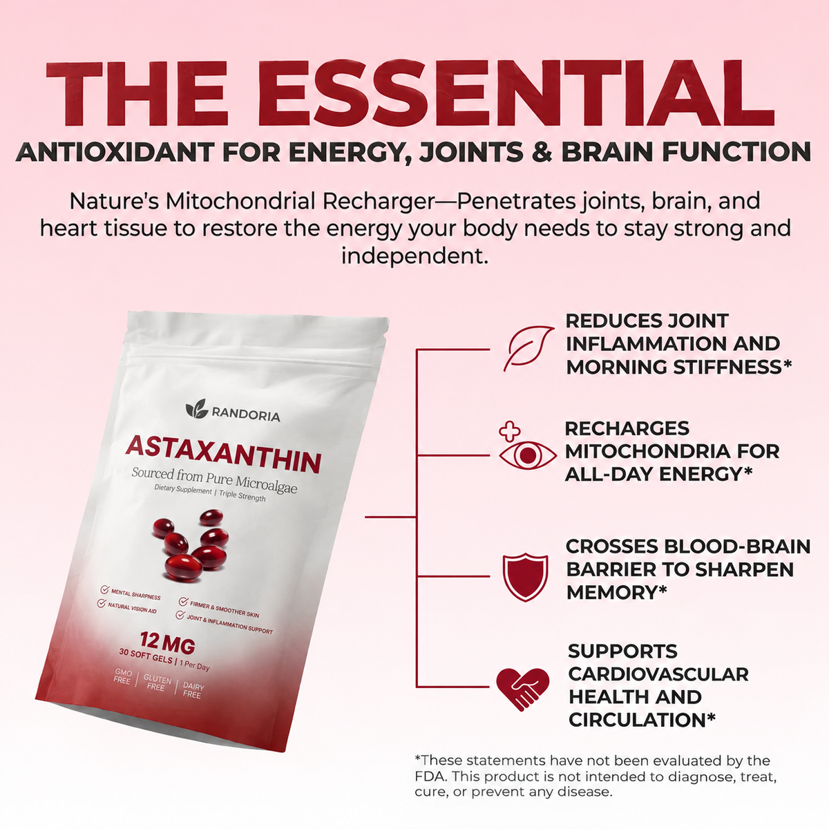 Randoria Astaxanthin 12mg Softgel Supplement